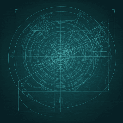 Круговая blueprint-схема вентиляционной установки с инженерной разметкой