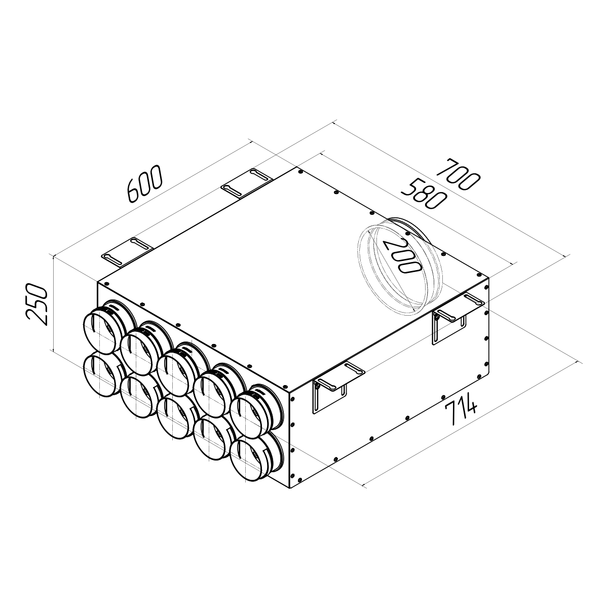 Provent KV 200/90×10 коллектор металлический на 10 выходов