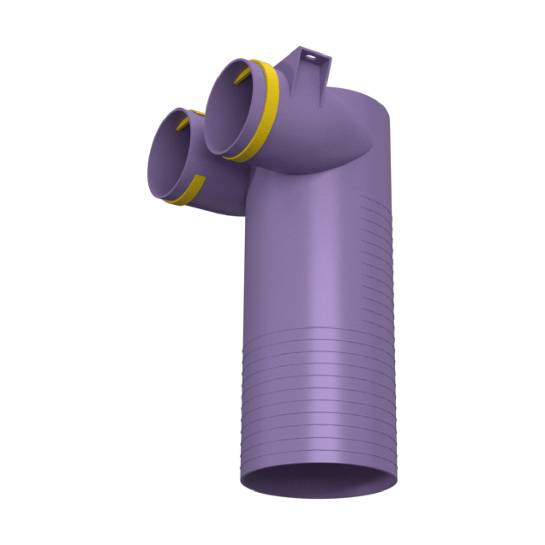 Provent VPP 125/75×2 адаптер (пленум) угловой пластиковый круглый на 2 выхода