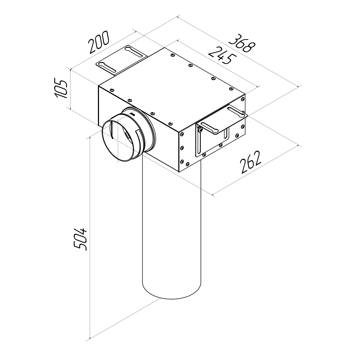 Provent VPSL 125/90×1 адаптер (пленум) потолочный круглый на 1 выхода (L=400 мм)