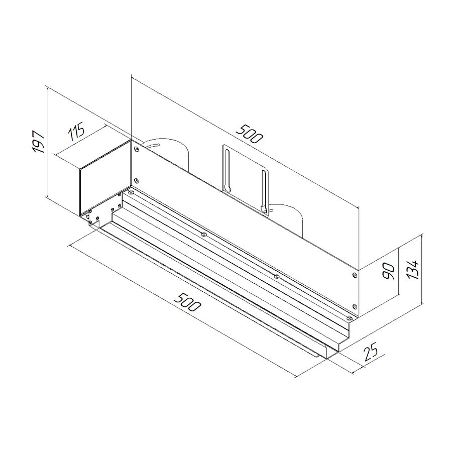 Provent VPNDG/F 500х25/75×2 щелевой диффузор для гипсокартона с КСД на 2 прямых выхода