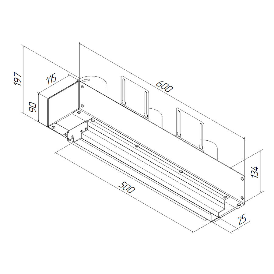 Provent VPNDG/F 500х25/90×3 щелевой диффузор для гипсокартона с КСД на 3 прямых выхода