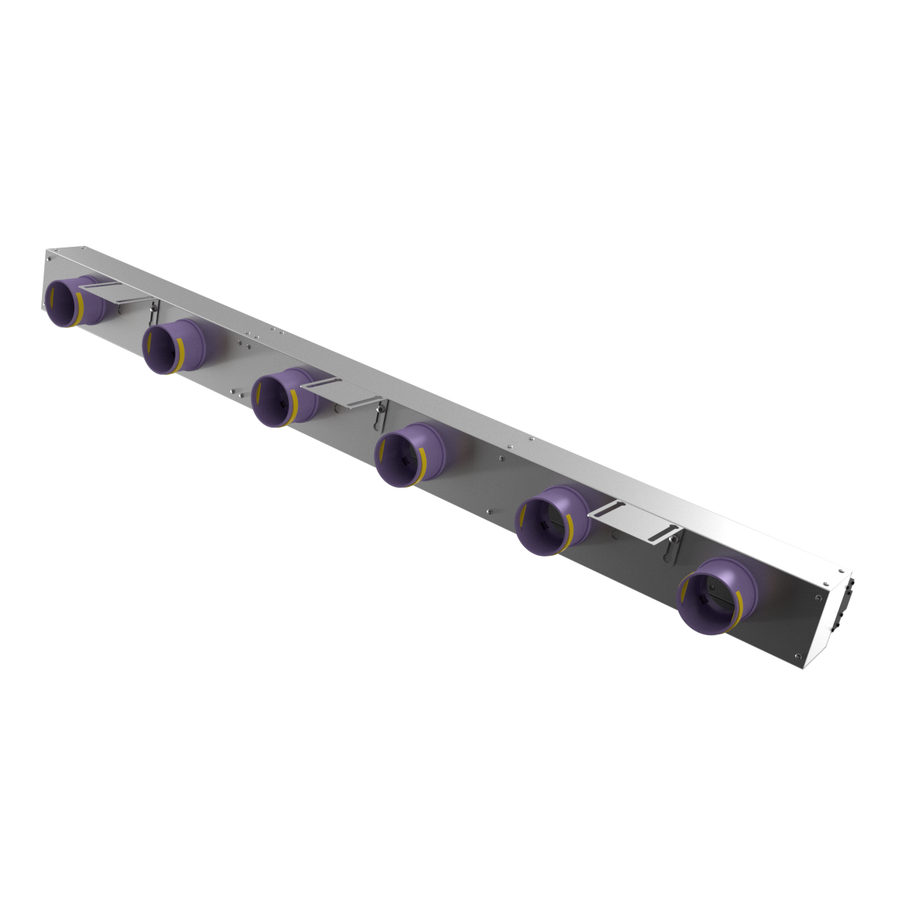 Provent VPNDG/F 1500х25/90×6 щелевой диффузор для гипсокартона с КСД на 6 прямых выходов