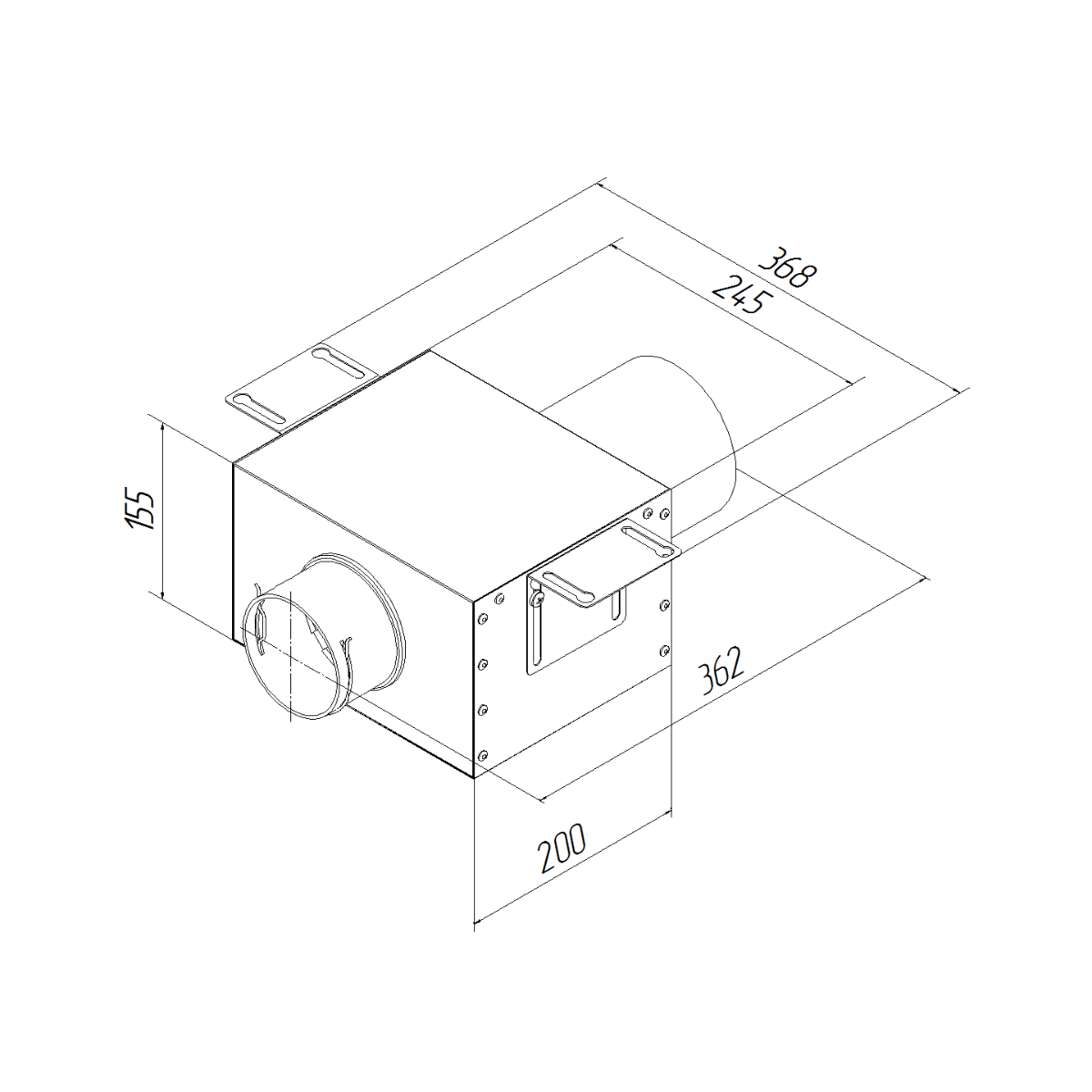 Изометрический чертеж адаптера (пленума) вентиляционного Provent VPD 125/90x1