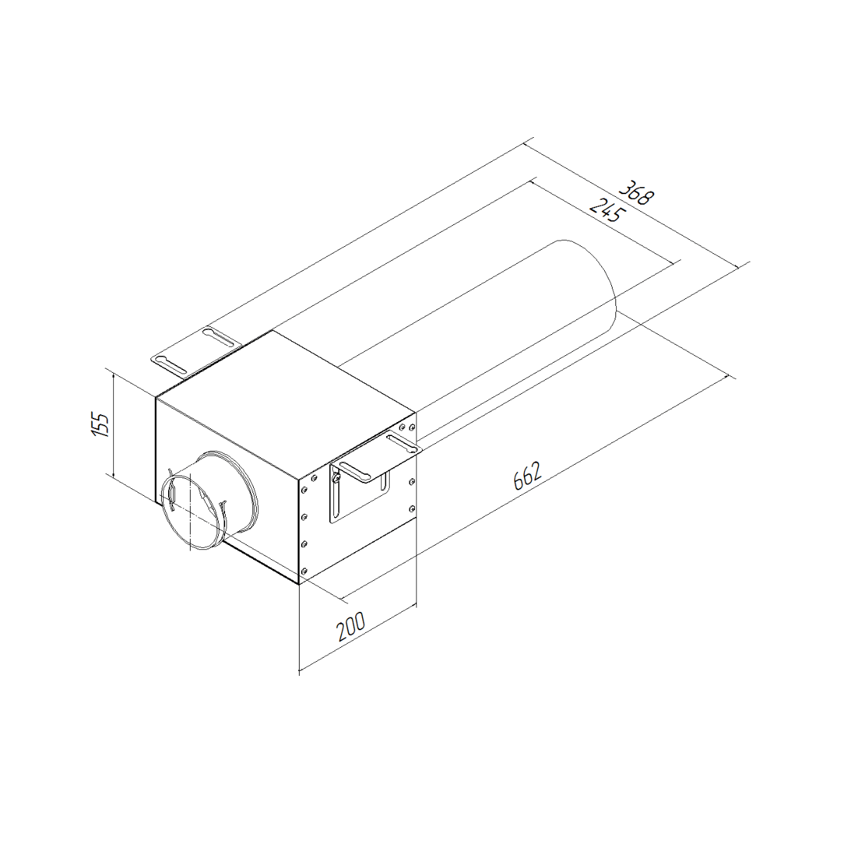 Изометрический чертеж адаптера (пленума) вентиляционного Provent VPDL 125/90x1