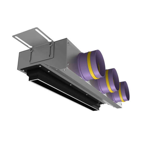 VPNDGU 500х25/75x3 компактный щелевой диффузор для гипрока с КСД на 3 выхода